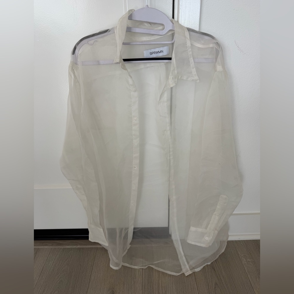 SPRWMN sheer button down; worn 2x